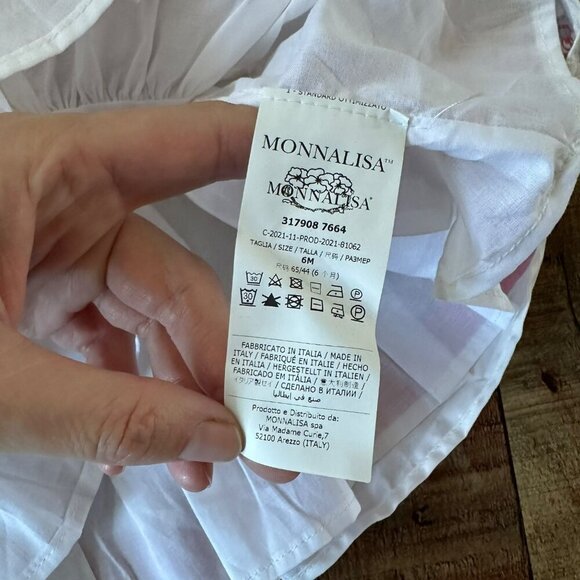 Monnalisa Toddler Girls Nautical Print Dress 6M With Red & White Stripes Rope - Picture 6 of 9